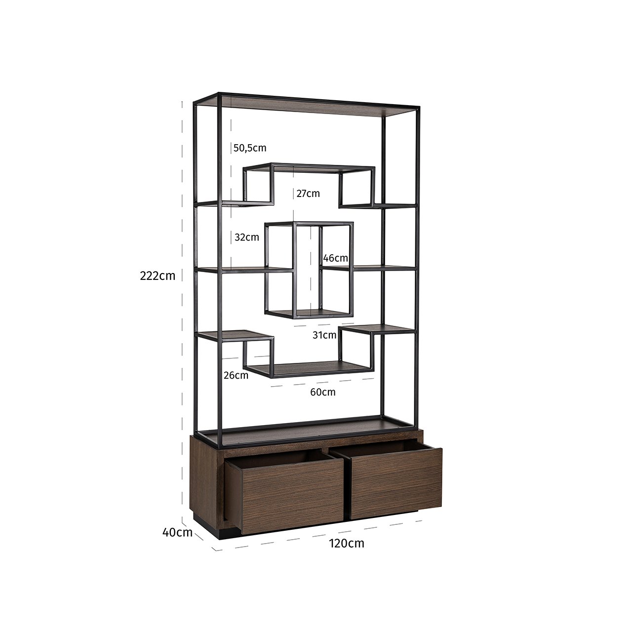 Wandschrank Bonvoy braun 2 Schubladen (Brown)