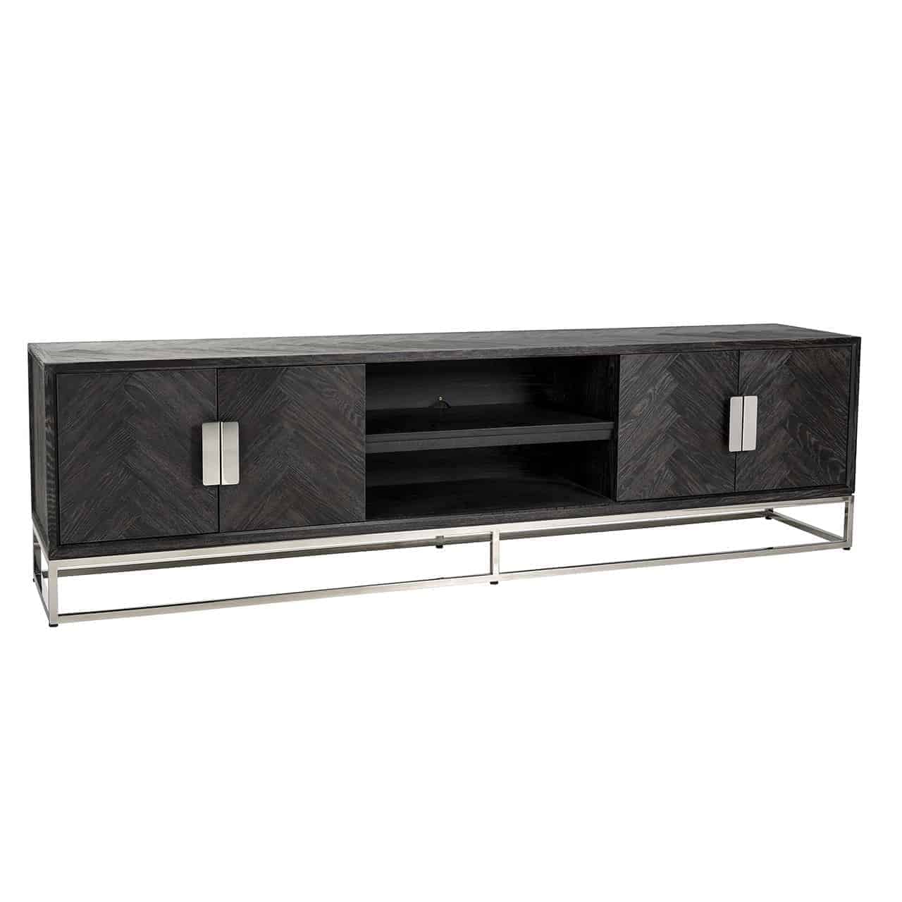 Fernsehkommode 220 Blackbone silver 4-Türen (Black rustic)