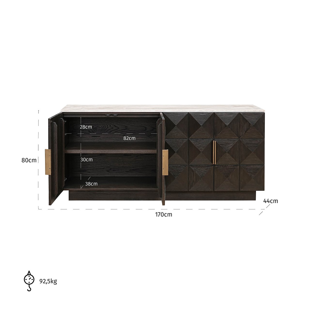 Sideboard Claremont 4-türig (Brown)