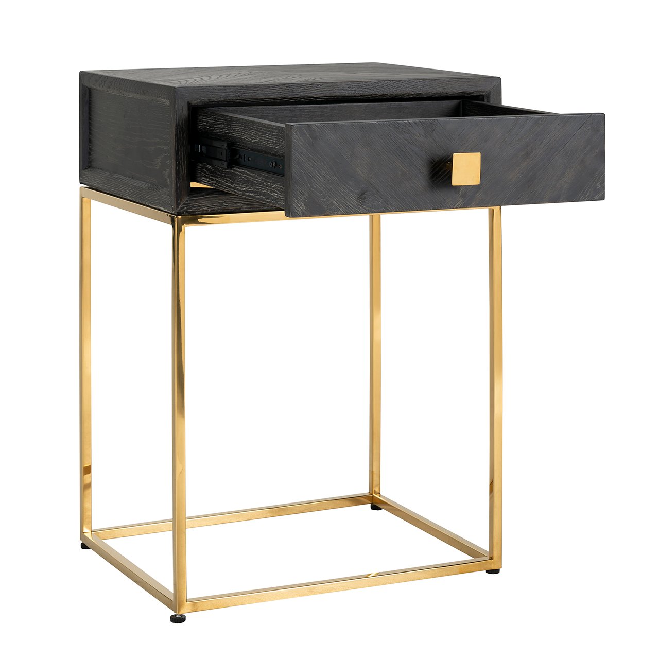 Nachttisch Blackbone gold 1-Schublade (Black rustic)