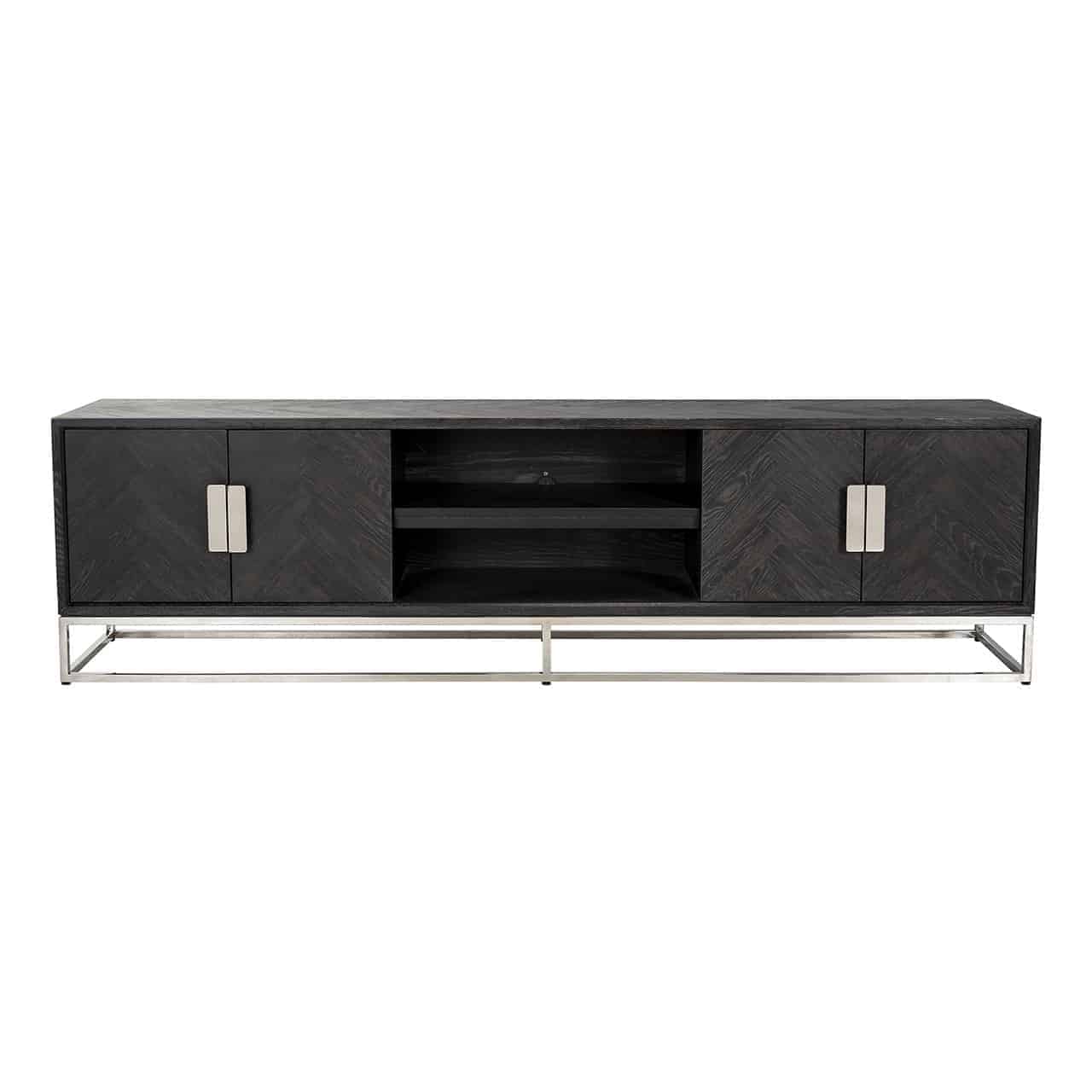 Fernsehkommode 220 Blackbone silver 4-Türen (Black rustic)