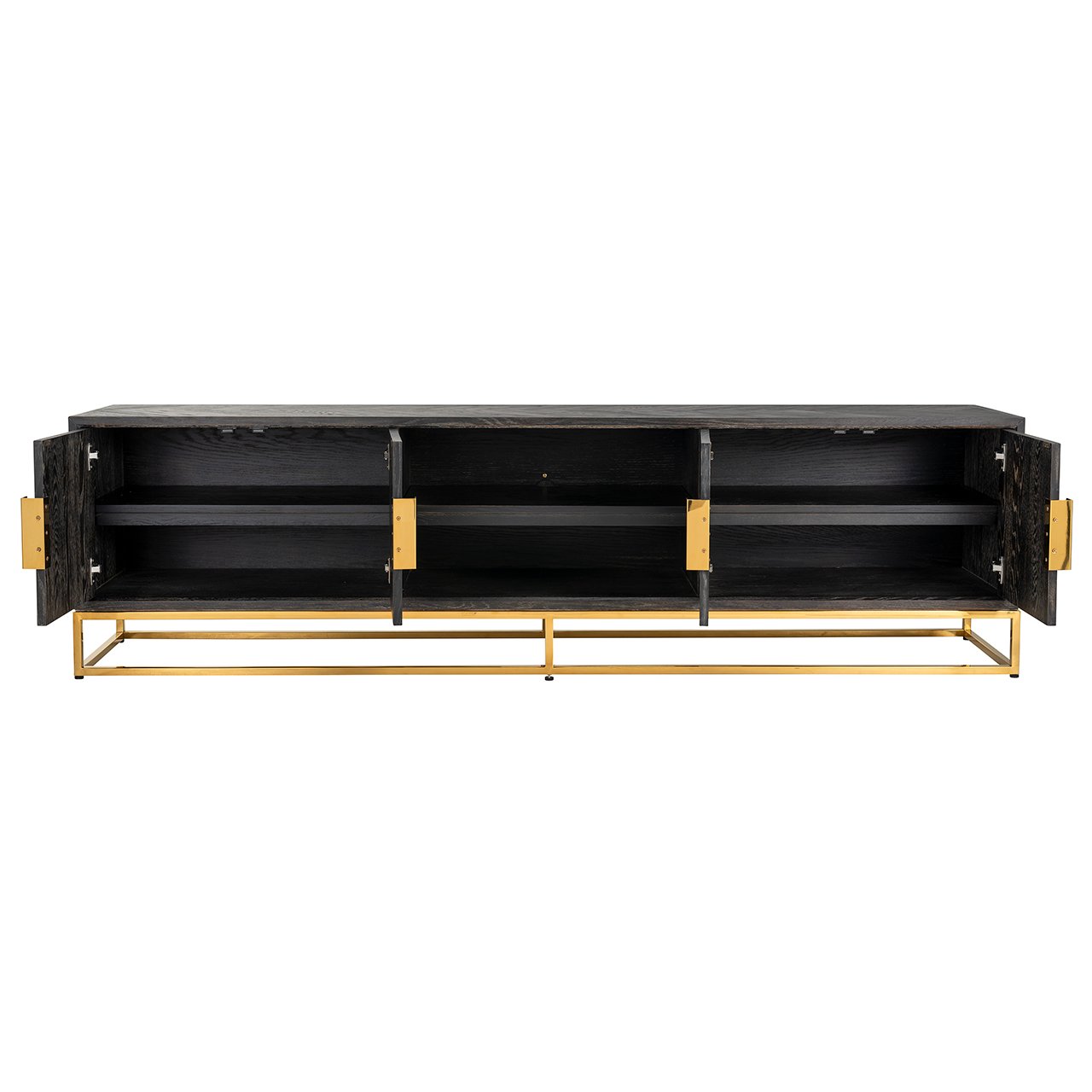 Fernsehkommode 220 Blackbone gold 4-Türen (Black rustic)