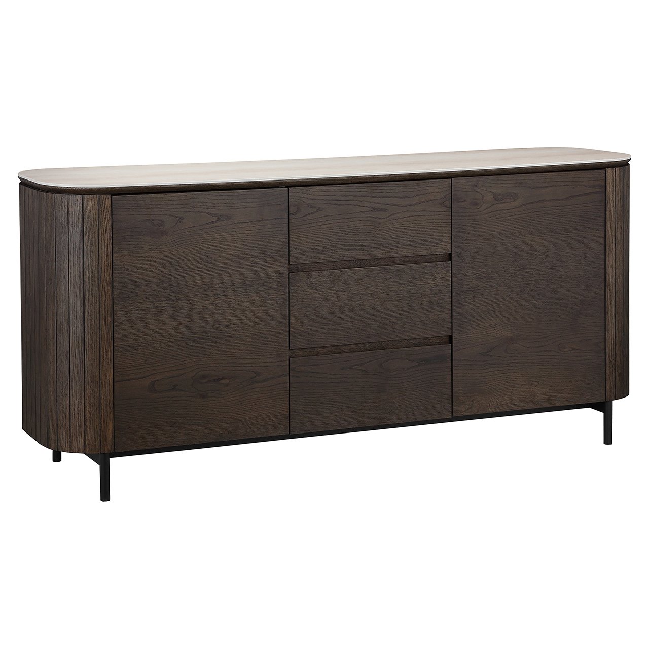 Sideboard Ritz 2-türig 3-Schubladen (Brown)