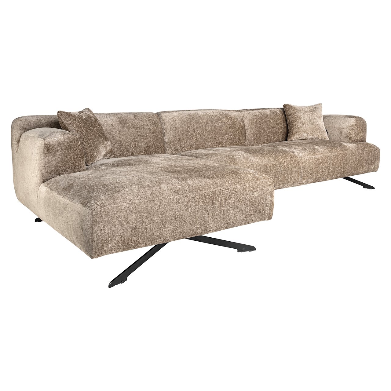 Couch Donovan 3sitzer + lounge links (Bergen 104 taupe chenille)