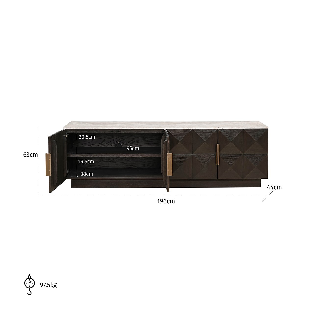 TV Möbel Claremont 4-türig (Brown)