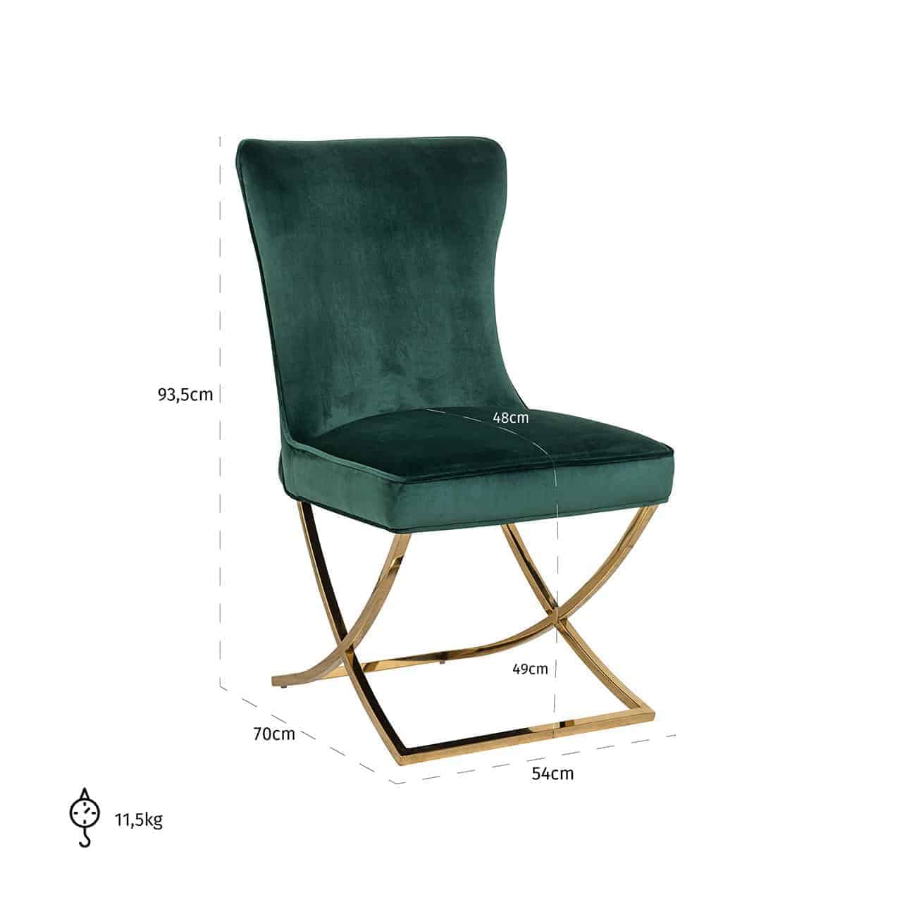 Stuhl Chelsea Green velvet / gold (Quartz Green 501)