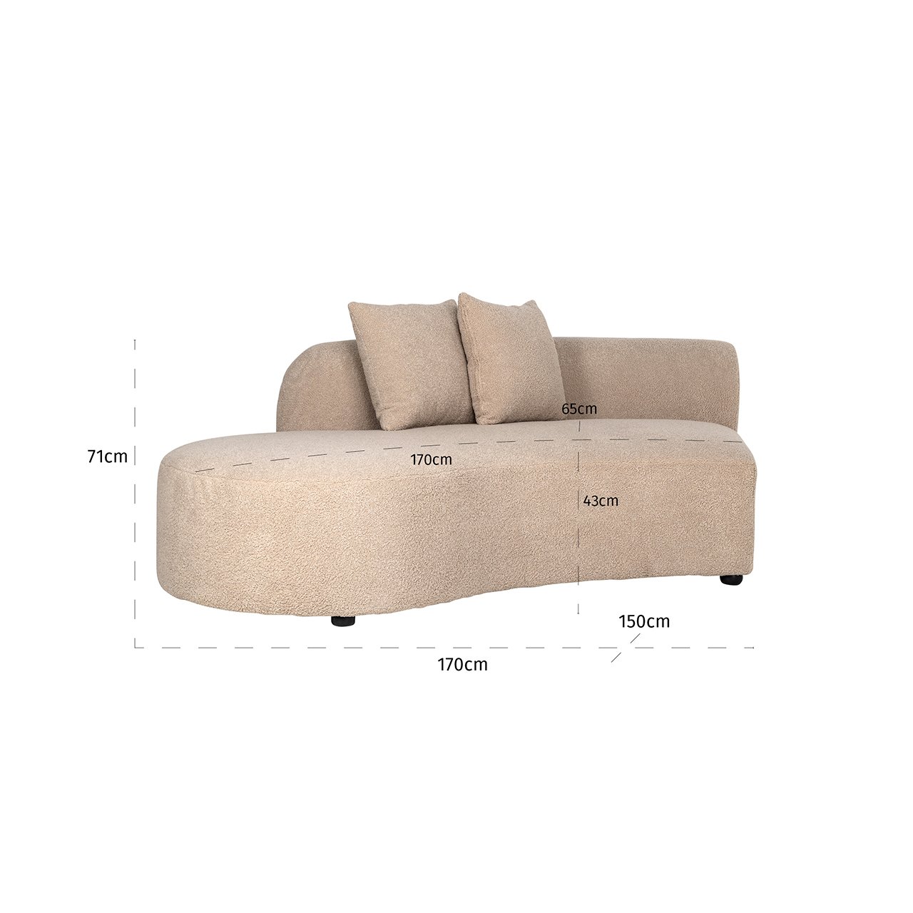 Couch Grayson ottoman links sand furry|rechts gepolstert (Himalaya 902 sand furry)