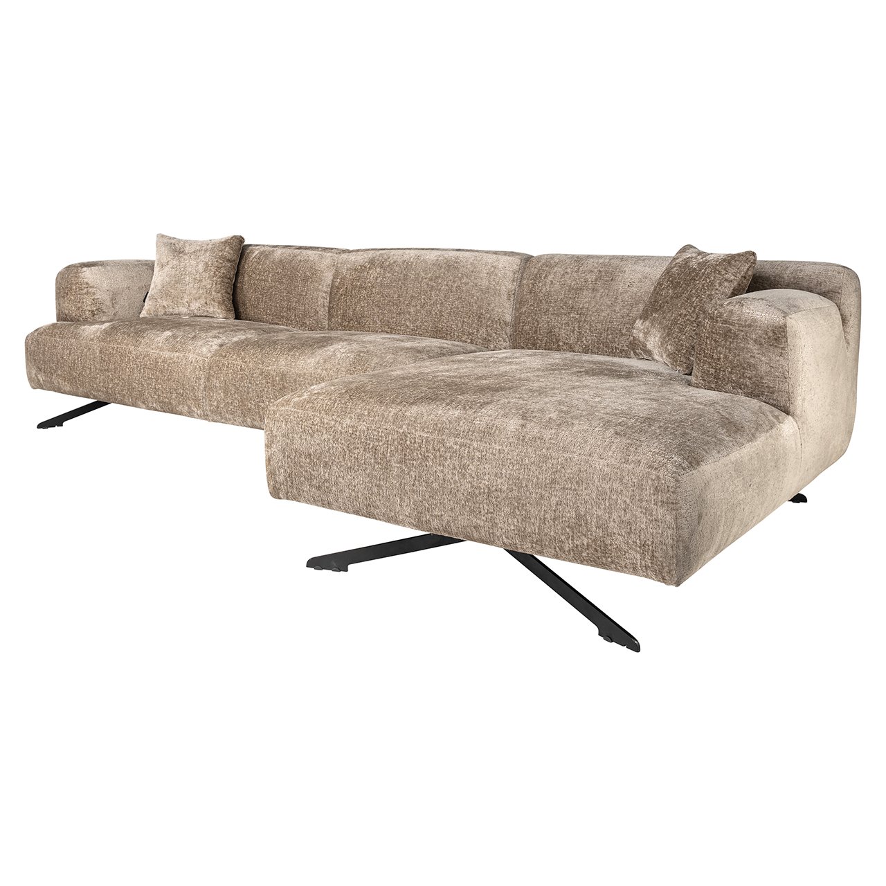 Couch Donovan 3sitzer + lounge rechts (Bergen 104 taupe chenille)