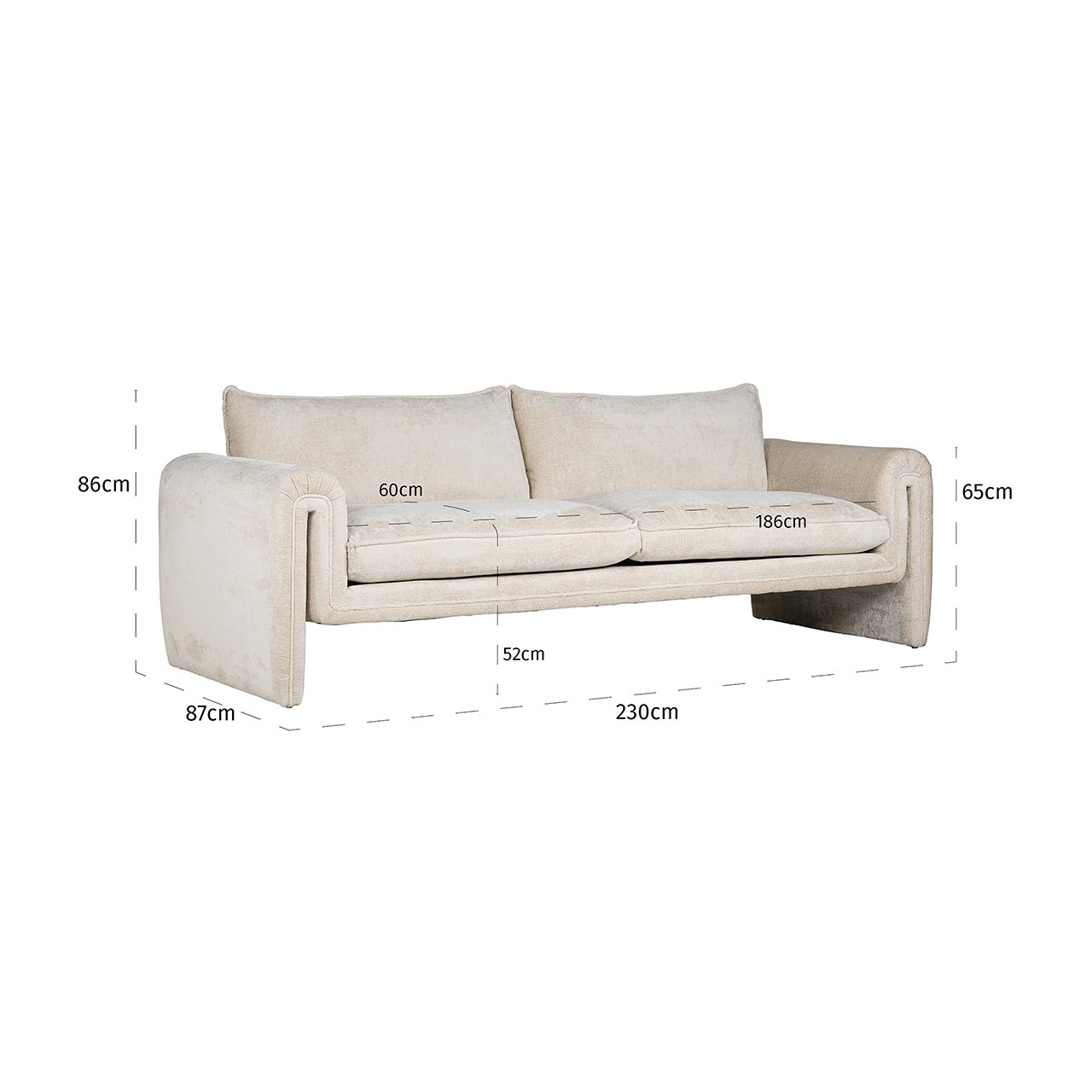 Couch Sandro white chenille (Bergen 900 white chenille)