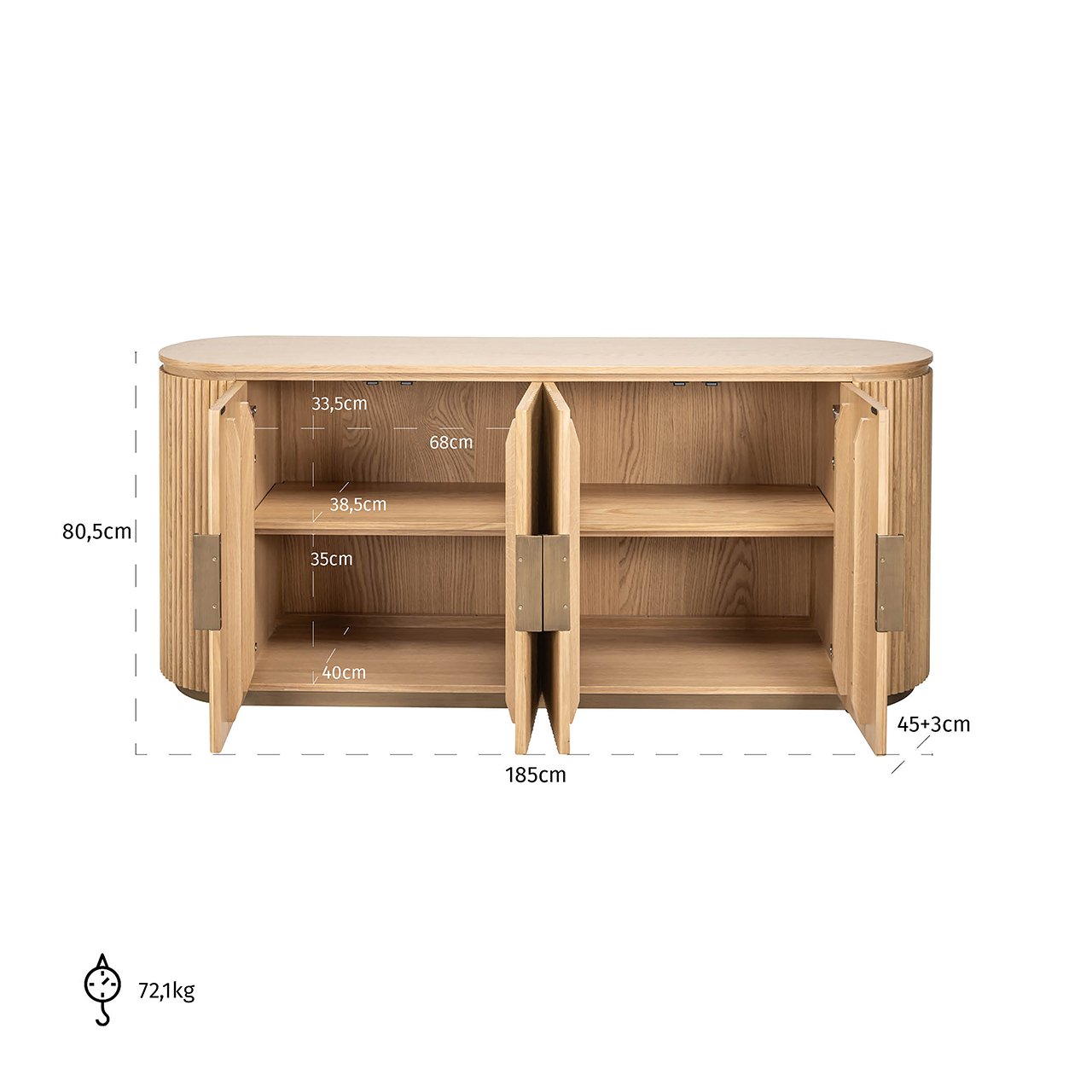 Sideboard Belfort 4-türig (Natural oak)