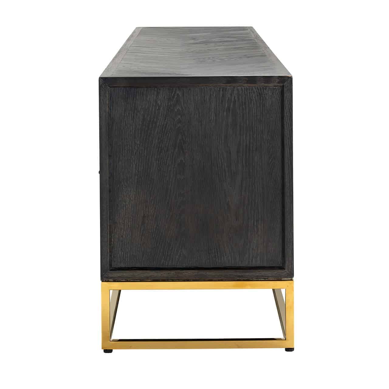 Fernsehkommode 220 Blackbone gold 4-Türen (Black rustic)