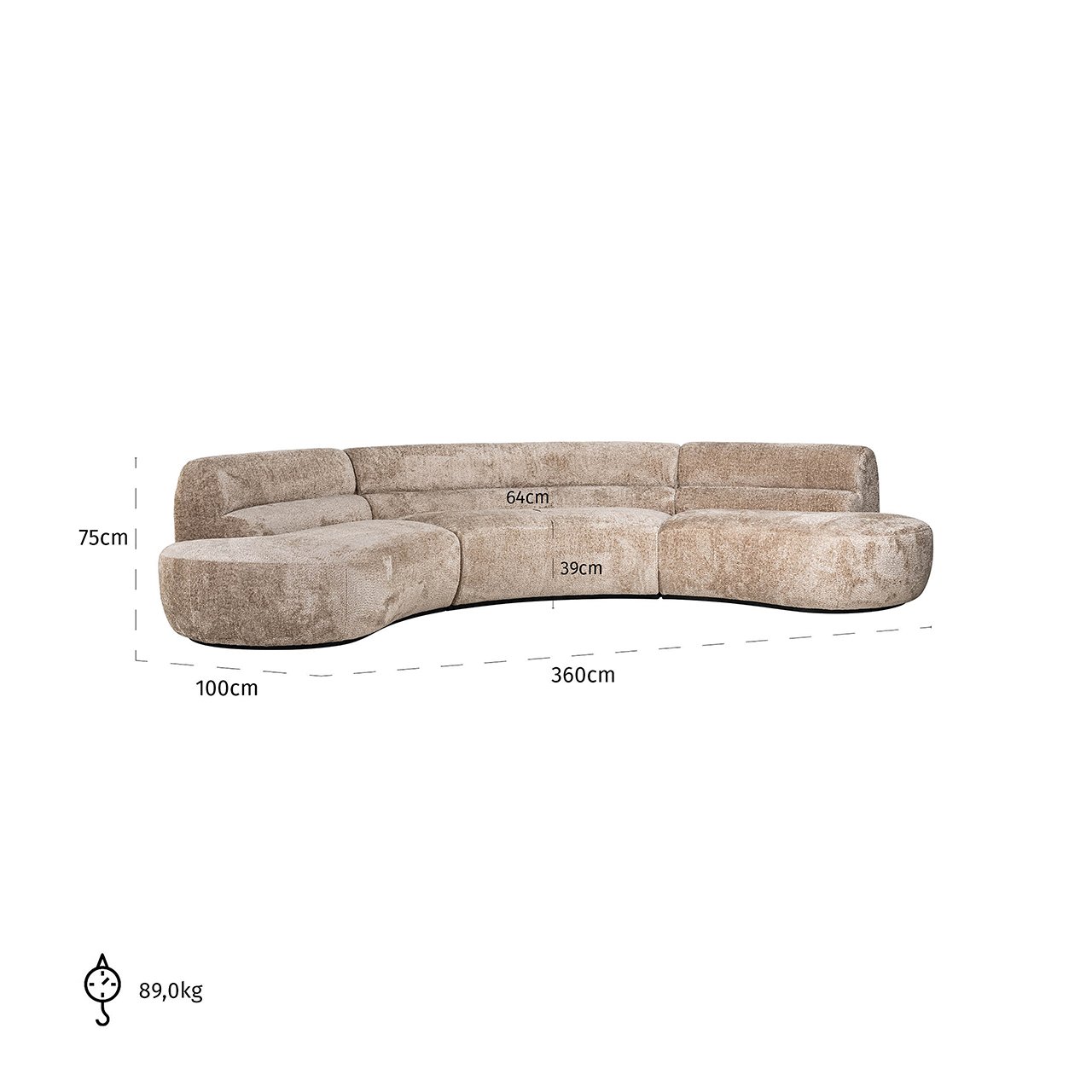 Sofa Colby runde Form sheep nature (Sheep 01 nature)