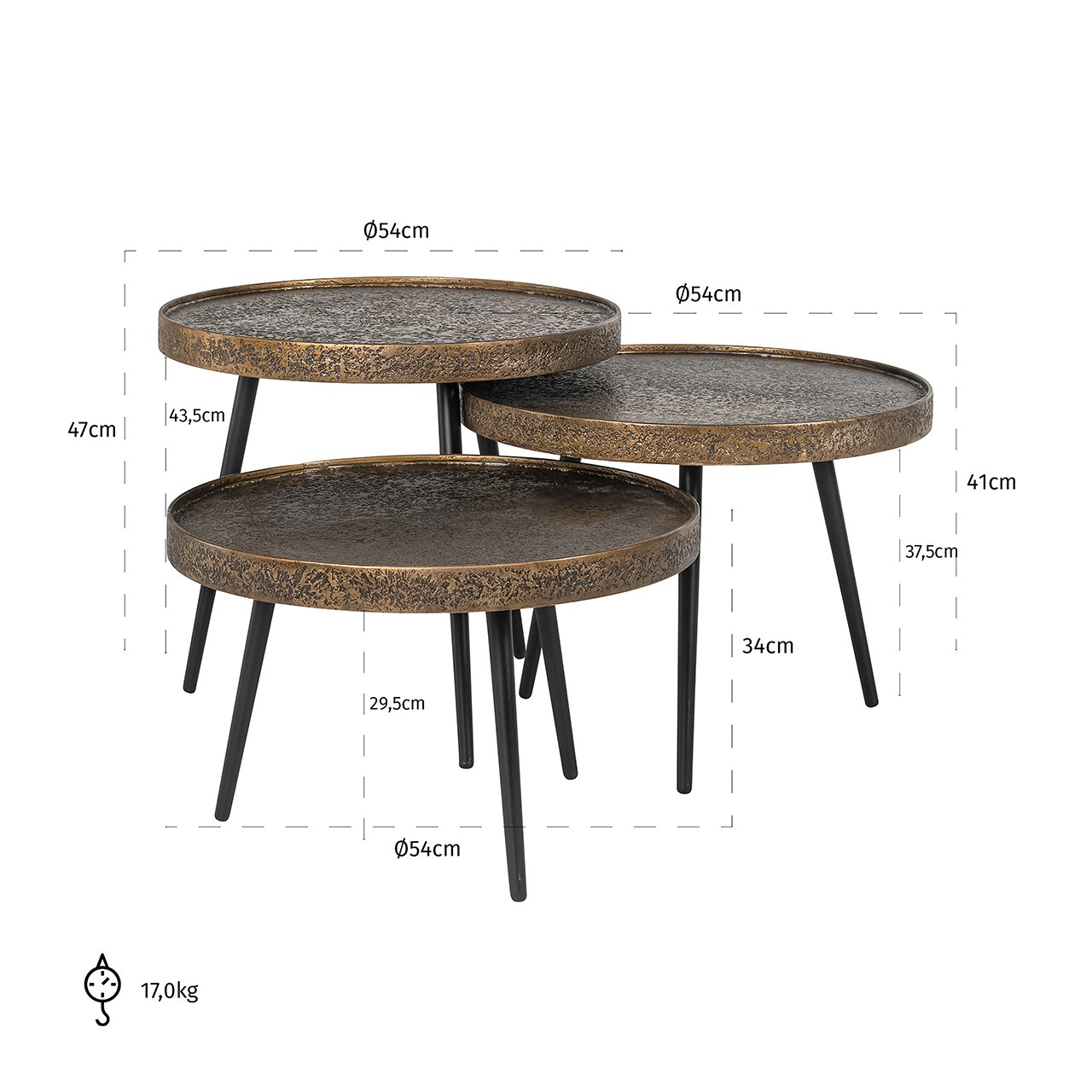 Couchtisch Luton set von 3