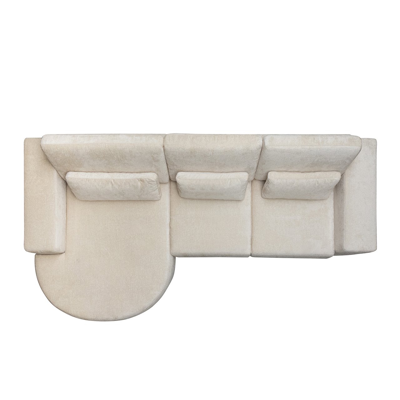 Couch Felix lounge links rund + 2,5 Sitzer white chenille (Bergen 900 white chenille)