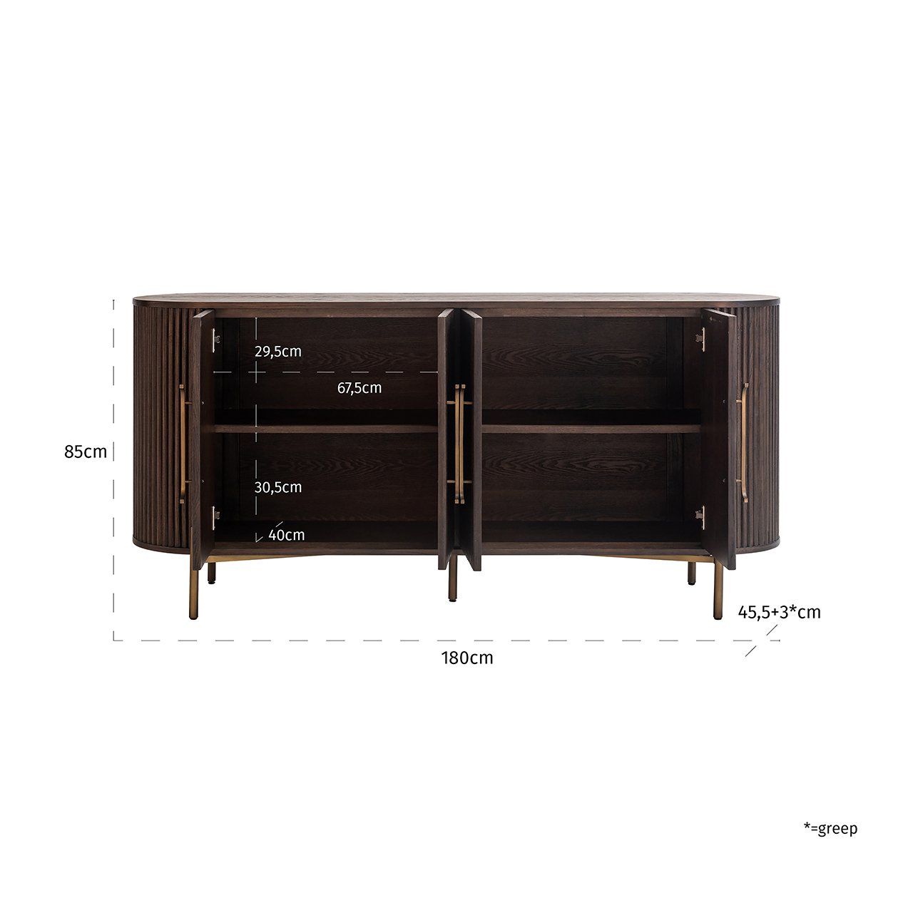 Sideboard Luxor 4-türig (Brown)