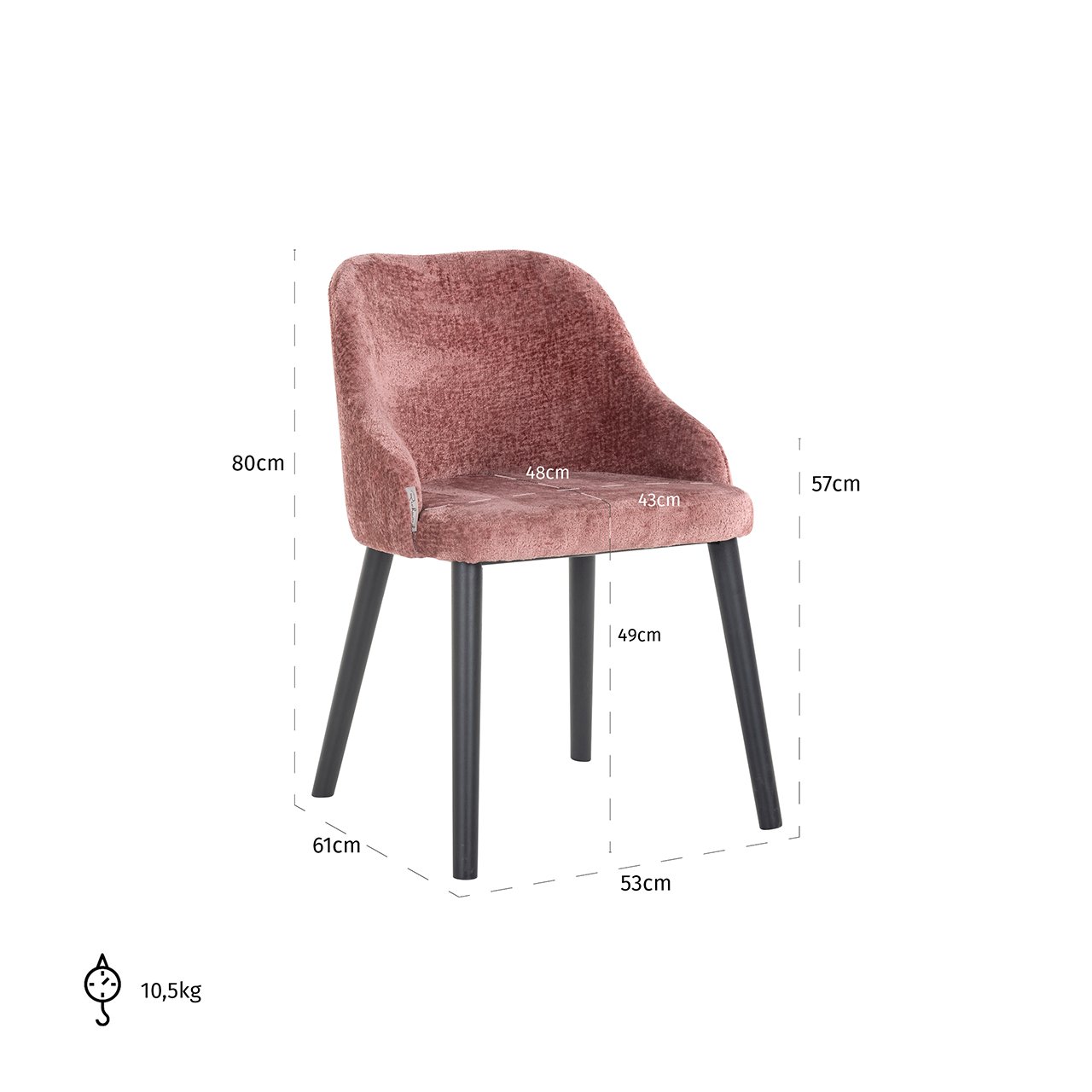 Stuhl Twiggy rose chenille (Bergen 705 rose chenille)