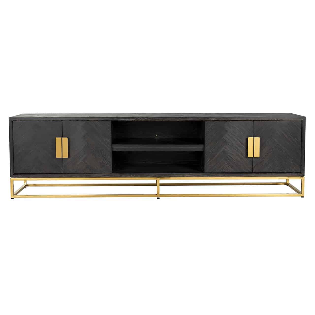 Fernsehkommode 220 Blackbone gold 4-Türen (Black rustic)