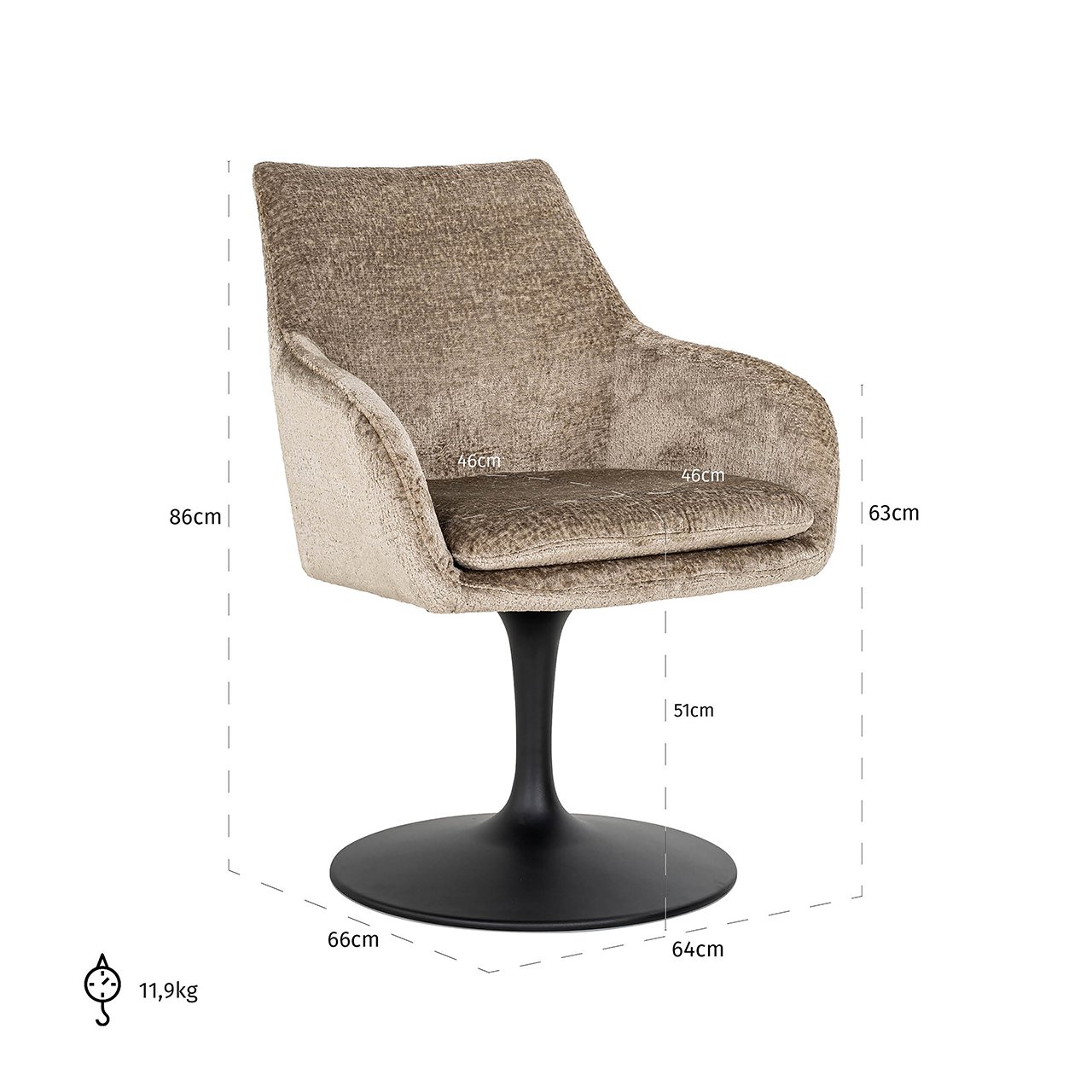 Drehstuhl Marlon taupe Chenille (Bergen 104 taupe chenille)