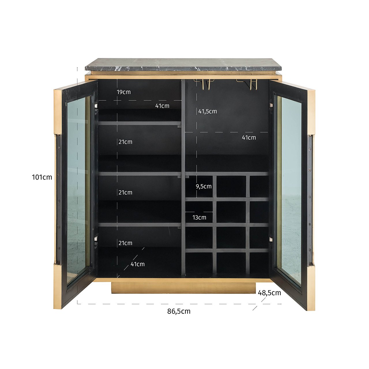 Sideboard Finsbury 2-türig (Black/gold)