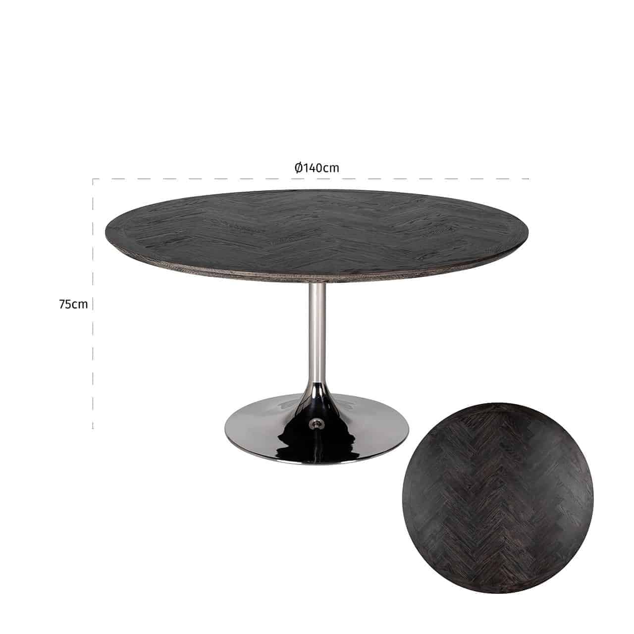 Esstisch Blackbone Ø140 silber (Black rustic)