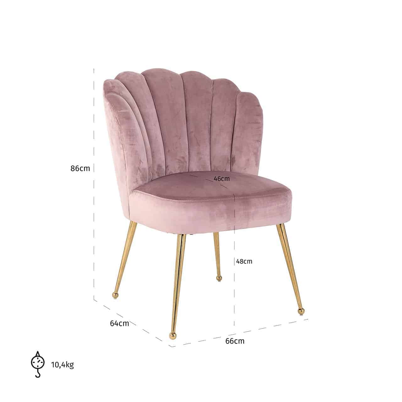 Stuhl Pippa pink velvet / gold (Quartz Pink 700)