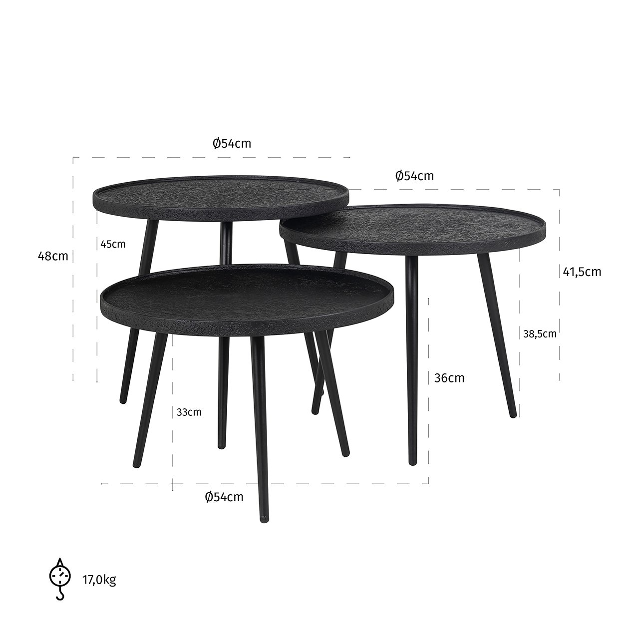 Couchtisch Oxford set von 3 ()