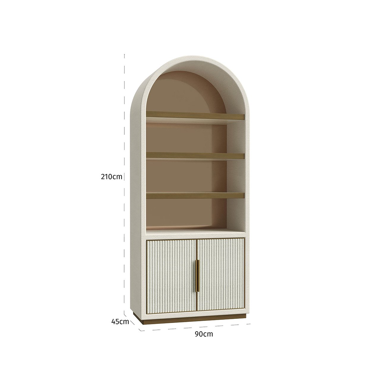 Wandschrank Tivoli mit gebogener Oberseite 2-Türen 3-Regale (White)