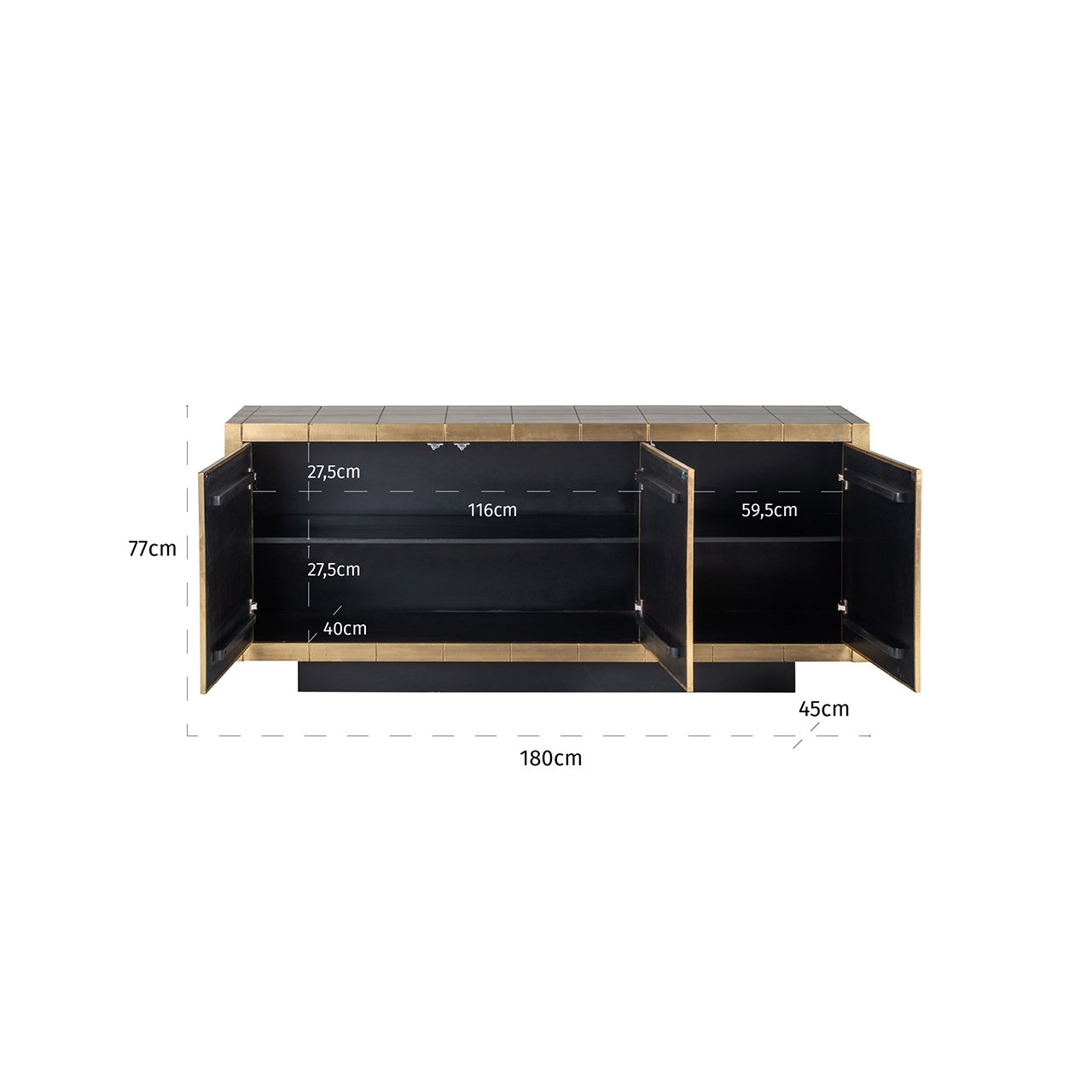 Sideboard Collada 3-Türen (Brushed Gold)